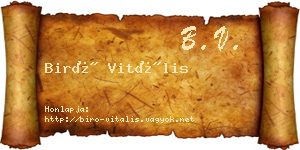 Biró Vitális névjegykártya